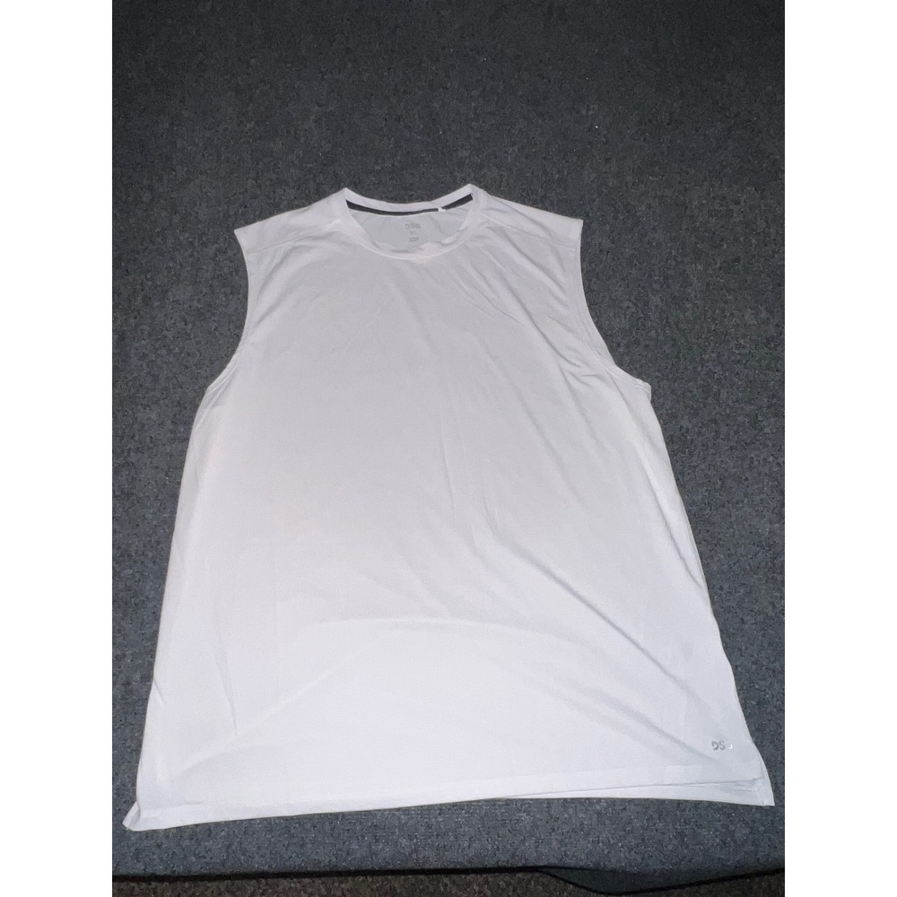 DSG Mens XL White Sleeveless Athletic Performance Training Shirt Tank Top